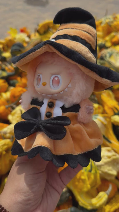 Pumpkin Witch Dress Halloween Doll Labubu Anime Costume Cosplay Clothes 17cm