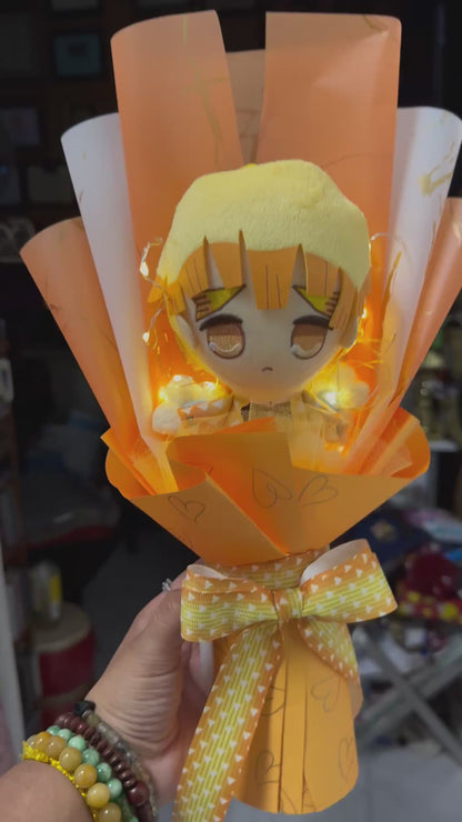 Small Japanese Plushie Zenitsu Light Up Demon Slayer Plush Bouquet