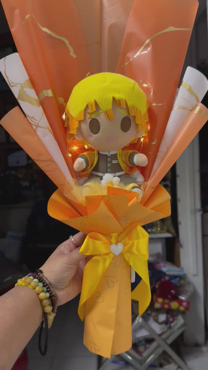 Japanese Plushie Zenitsu Light Up Demon Slayer Plush Bouquet