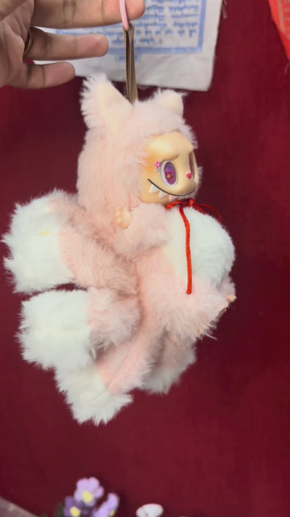 Pink Custom Nine-tailed Handmade Fluffy Labubu