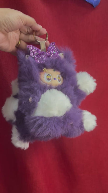 Star Bedazzled Purple Custom Nine-tailed Handmade Fluffy Labubu