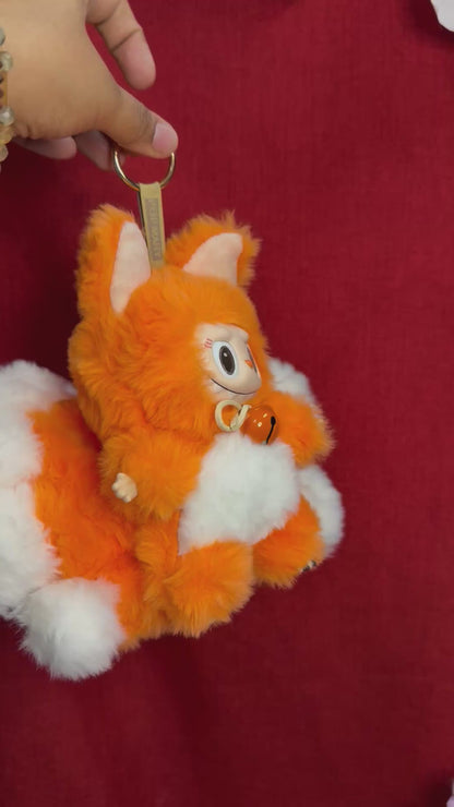 Orange Custom Nine-tailed Handmade Fluffy Labubu