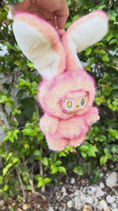 Bunny Rabbit Two Toned Fiery Peach Custom Handmade Fluffy Labubu