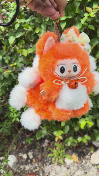 Orange Custom Nine-tailed Handmade Fluffy Labubu
