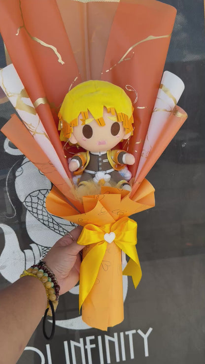 Japanese Plushie Zenitsu Light Up Demon Slayer Plush Bouquet