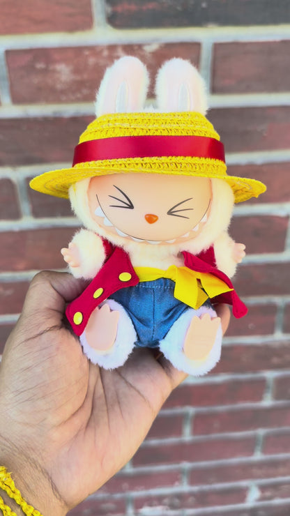 Luffy One Piece Doll Labubu Anime Costume Cosplay Clothes 17cm