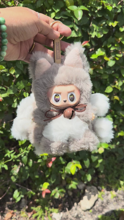 Gray Custom Nine-tailed Handmade Fluffy Labubu