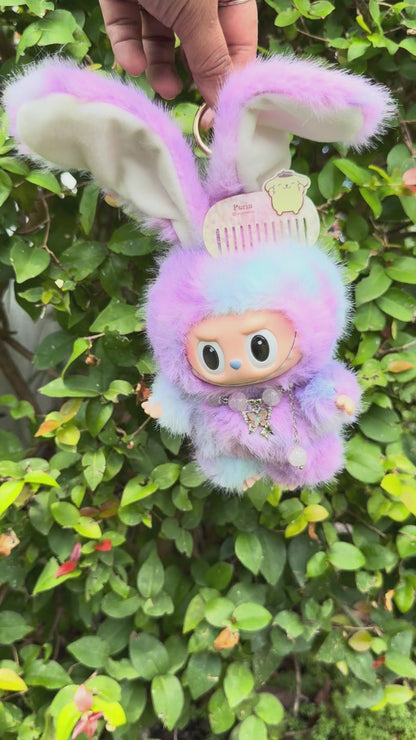 Bunny Rabbit Purple and Blue Custom Handmade Fluffy Labubu